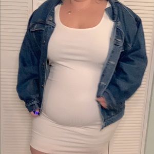 White Ribbed Body Con Dress